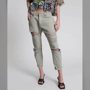 One Teaspoon Faded Khaki Green Messed Up Saints Boyfriend Jean Women's size 25